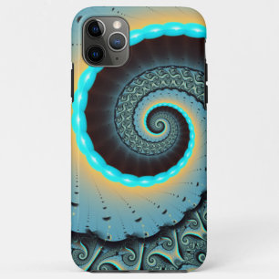 Case-Mate iPhone Case Abstraite spirale d'art fractal bleu turquoise ora