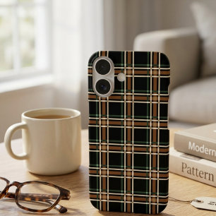 Coque Pour iPhone 16 Academia Sombre Carreaux Tartan Géométrique 