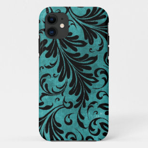 Etui iPhone Case-Mate Acanthus Feuille Aqua Turquoise Noir