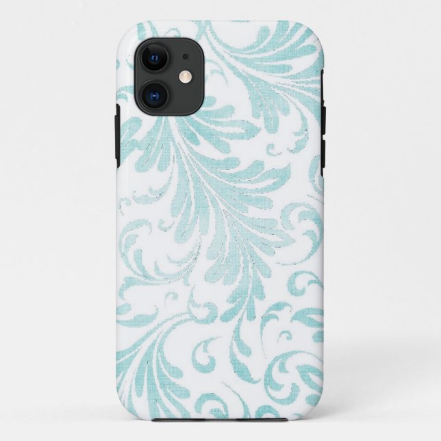 Coques Case-Mate iPhone Acanthus Feuilles Aqua Blue Green (Dos)