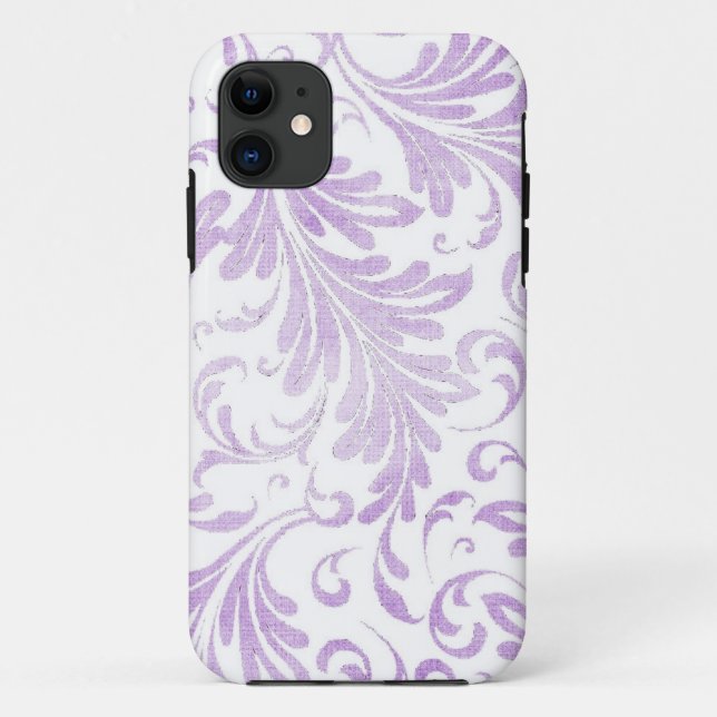 Coques Case-Mate iPhone Acanthus Feuilles Lilac Purple Blanc (Dos)