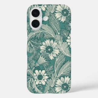 Coque Pour iPhone 16 acanthus vert turquoise foncé