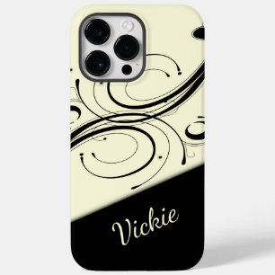 Coque Case-Mate iPhone Accent de défilement crème et noir personnel