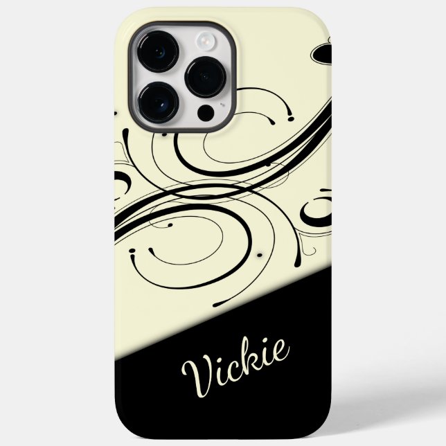 Coques Case-Mate iPhone Accent de défilement crème et noir personnel (Verso)