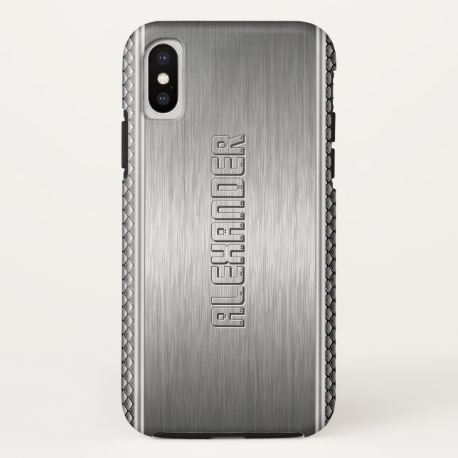 Coques Case-Mate iPhone Accents géométriques en aluminium brossé métalliqu (Dos)