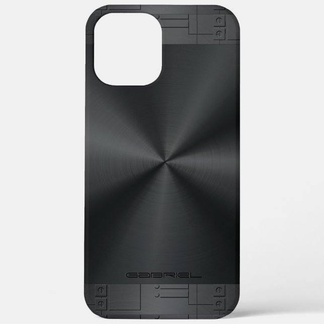 Coques Case-Mate iPhone Accents géométriques noirs en métal brillant (Verso)