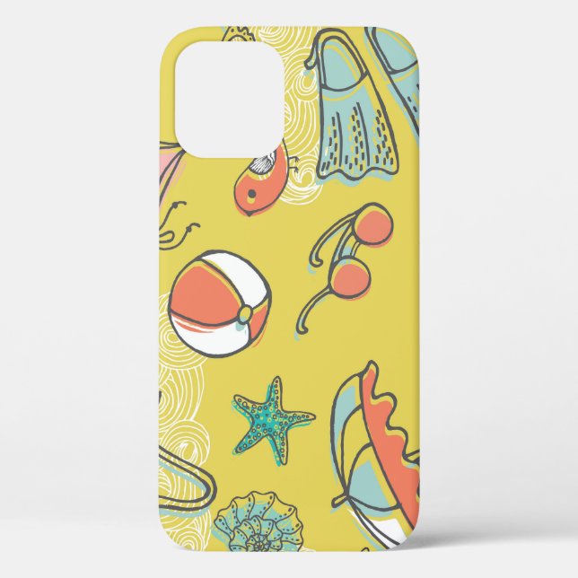 Coques Case-Mate iPhone Accessoires de plage : Motif sans couture en été. (Verso)