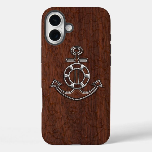 Coques Case-Mate iPhone Acier Ancre en acajou marin humide (Verso)