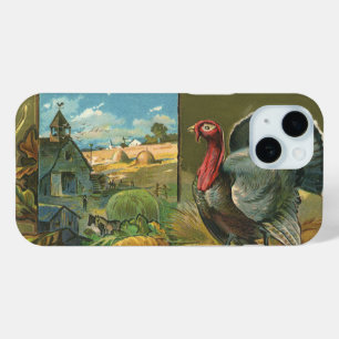 Coque Case-Mate iPhone Action de grâce vintage, dinde à la ferme