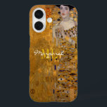 Coque Pour iPhone 16 Adele, Lady in Gold de Gustav Klimt, Monogrammé<br><div class="desc">coque mobile iPhone vintage avec nom personnalisé monogrammé avec célèbre oeuvre "Adele - la Dame en Or" par Gustav Klimt</div>