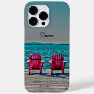 Coque Pour Pour iPhone 14 Pro Max Adirondack Chaises De Plage Cottage Rose Turquoise