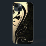 Case-Mate iPhone Case Adorable Chic Gold, Black Paisley -Personnalisé<br><div class="desc">Adorable élégant or et cachemire noir avec votre nom</div>