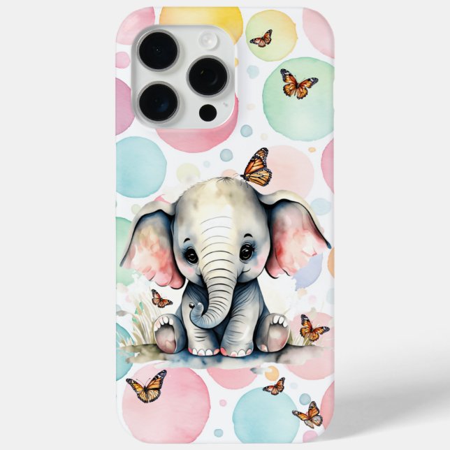 Coques Case-Mate iPhone Adorable éléphant bébé avec papillons Monarque (Verso)
