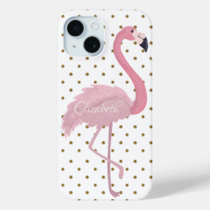 Coque Case-Mate iPhone Adorable Flamant rose rose, Personnalisé Pois