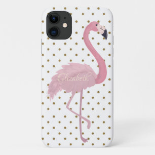 Case-Mate iPhone Case Adorable Flamant rose rose, Personnalisé Pois