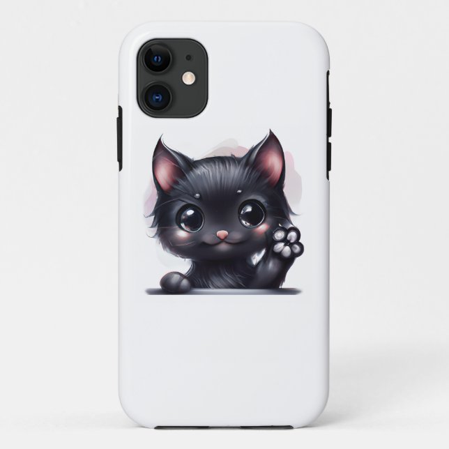Coques Case-Mate iPhone Adorable Kawaii Chat noir (Dos)