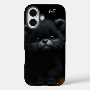 Coque Pour iPhone 16 adorable Kitten noir