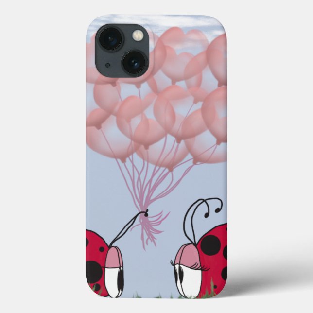 Coques Case-Mate iPhone Adorable Ladybug Avec Joli Bouquet De Balloon Rose (Verso)