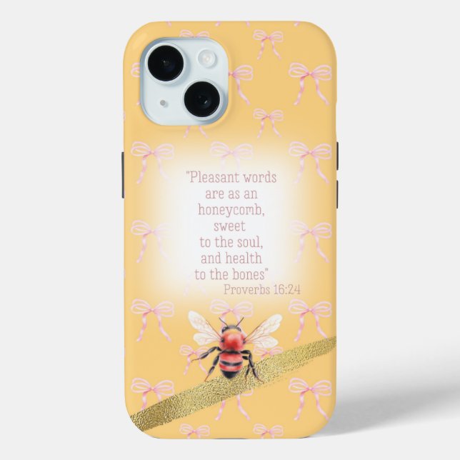 Coques Case-Mate iPhone Adorable Pastel Rose Pêche Rose Chrétien Abeille R (Verso)