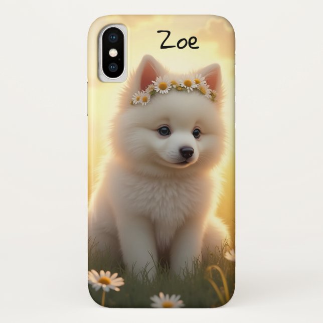 Coques Case-Mate iPhone adorable petit chiot Spitz blanc (Dos)