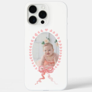 Coque iPhone 16 Pro Max Adorable Pink Bow Heart Baby Photo