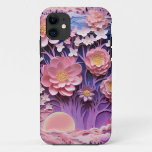 Case-Mate iPhone Case Adorable Pink Purple Pastel Floral Cutout Motif