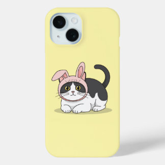 Coque Case-Mate iPhone Adorable Tuxedo Cat in Pink Bunny Hat Aesthetic