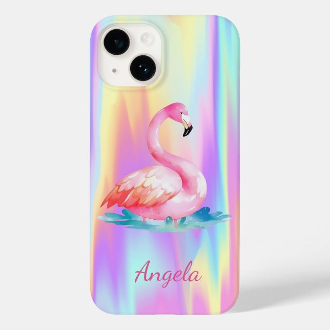 Coques Case-Mate iPhone Adorables Flamants Roses Cute Holographiques (Verso)