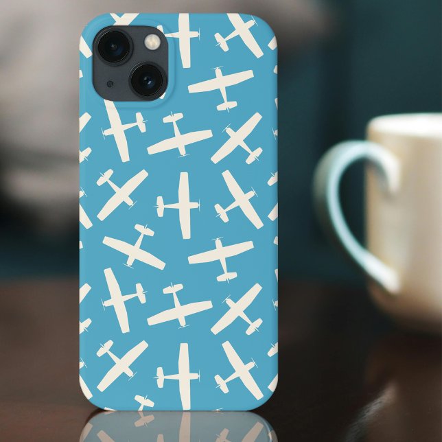 Coques Case-Mate iPhone Aéronefs rétro Motif bleu clair (Créateur téléchargé)