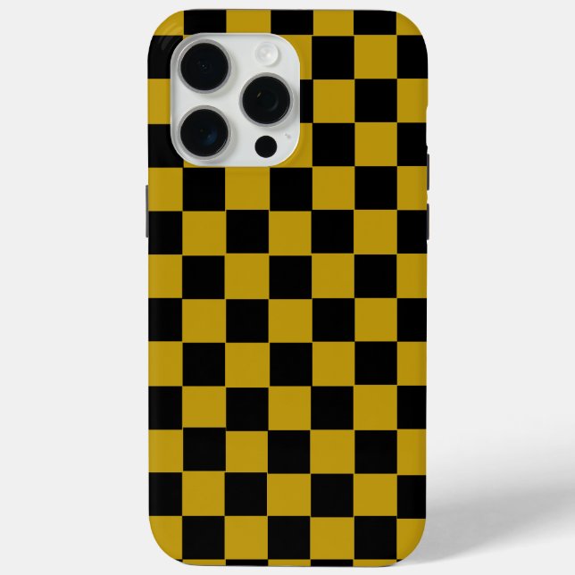 Coques Case-Mate iPhone Aesthetic black and gold checkerboard retro (Verso)