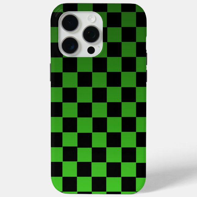 Coques Case-Mate iPhone Aesthetic black and green checkerboard retro (Verso)