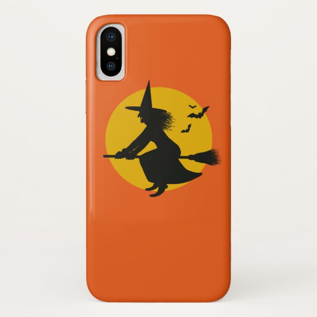 Coques Case-Mate iPhone Affaire téléphonique Orange Halloween Flying Witch (Dos)