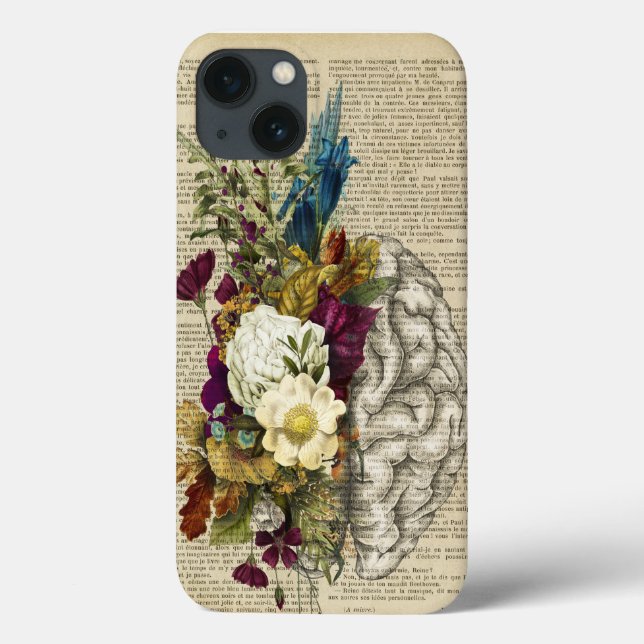 Coques Case-Mate iPhone affiche d'anatomie du cerveau floral médical (Verso)
