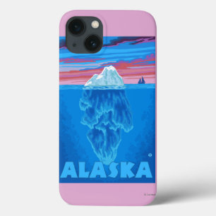 Coque Case-Mate iPhone Affiche de Vintage voyage d'AlaskaIceberg