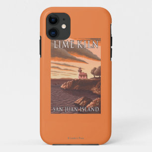 Coque iPhone 11 Affiche de Vintage voyage de phare de four à chau