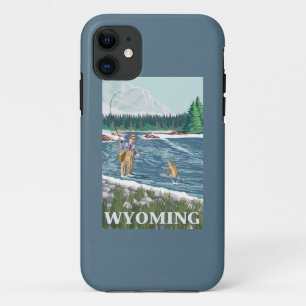 Coques Pour iPhone Affiche de voyage de FishermanWyomingVintage de