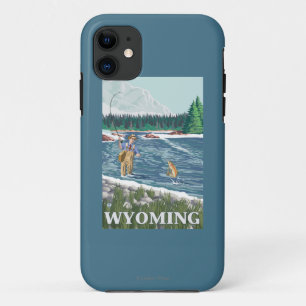Coque Case-Mate iPhone Affiche de voyage de FishermanWyomingVintage de