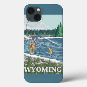 Coques Pour iPhone Affiche de voyage de FishermanWyomingVintage de