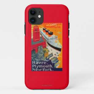Coque Case-Mate Pour iPhone Affiche de voyage en ligne française, Havre-Plymo