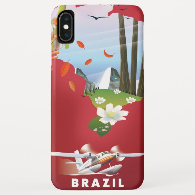 Coques Case-Mate iPhone Affiche de voyage illustrée du Brésil. (Dos)