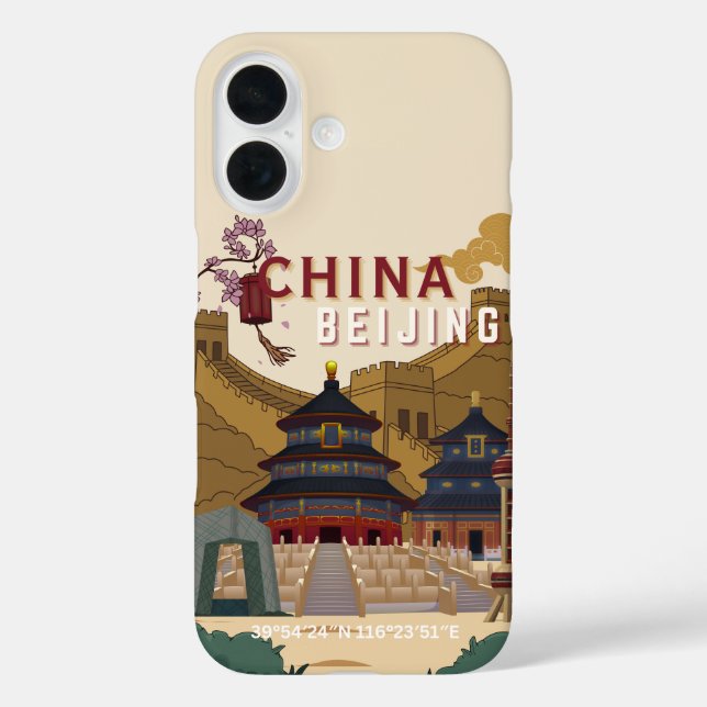 Coques Case-Mate iPhone Affiche de voyage Pékin Chine | Illustration Vinta (Verso)