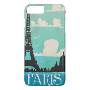 Coque iPhone 8 Plus/7 Plus Affiche de voyage vintage Paris