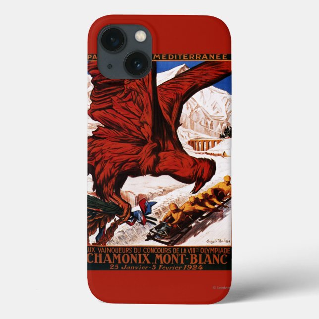 Coques Case-Mate iPhone Affiche des Jeux olympiques d'hiver de 1924 (Verso)