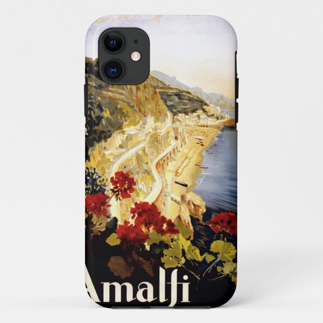 Coques Case-Mate iPhone Affiche italienne de voyage de littoral d'Amalfi (Dos)