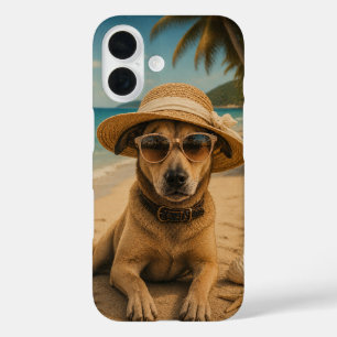 Coque Pour iPhone 16 Affiche Rétro de Plage avec Image et Texte Personn