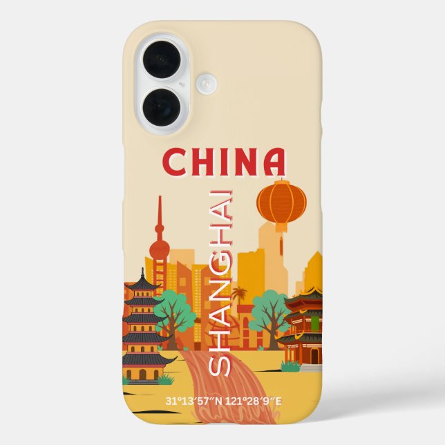 Coques Case-Mate iPhone Affiche Rétro Voyage Shanghai Chine (Verso)