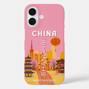 Coque Pour iPhone 16 Affiche Vintage de Voyage à Shanghai Chine