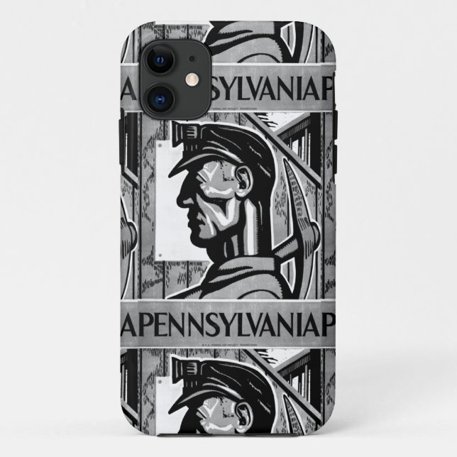 Coques Case-Mate iPhone Affiche WPA 1938 de charbon de la Pennsylvanie (Dos)