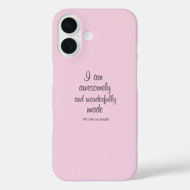 Coques Case-Mate iPhone Affirmation positive de verset biblique rose clair (Verso)