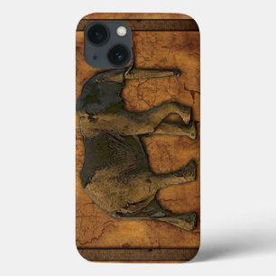 iPhone 13 Coque African Elephant & Rustic Arrière - plan